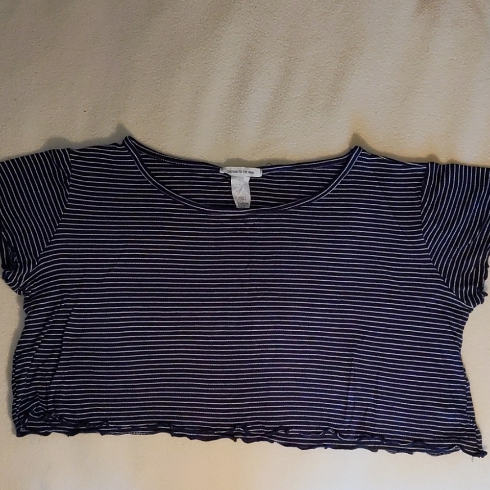 Caution to the wind navy striped crop top